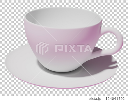 Elegant pale pink teacup and saucer set, subtly ombre shaded.  Perfect for websites, blogs, or advertisements promoting cafes, tea brands, or a peaceful, relaxing lifestyle. 124041592