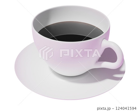 Simple elegance A cup of coffee on a saucer.  Perfect for menus, websites, or branding materials needing a clean, minimalist aesthetic. 124041594