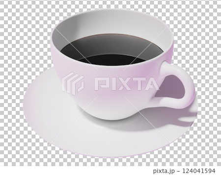 Simple elegance A cup of coffee on a saucer.  Perfect for menus, websites, or branding materials needing a clean, minimalist aesthetic. 124041594