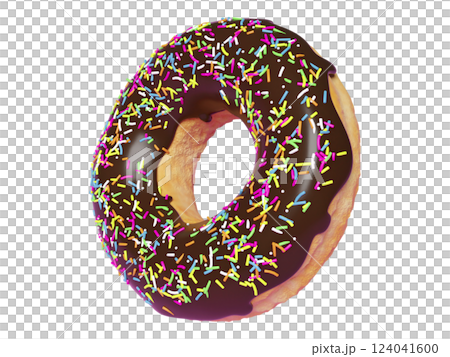A delectable chocolate donut, generously sprinkled with rainbow sprinkles, is presented against a clean white background. A delectable chocolate donut, generously sprinkled with rainbow sprinkles, is presented against a clean white background. 124041600