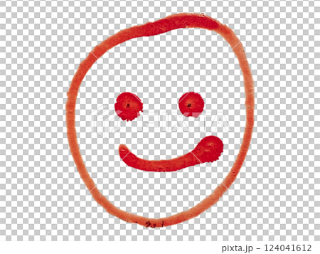 A simple, handdrawn smiley face in vibrant red, isolated on a white background. This image conveys positivity, happiness, and childlike innocence. A simple, handdrawn smiley face in vibrant red, isolated on a white background. This image conveys positivity, happiness, and childlike innocence. 124041612