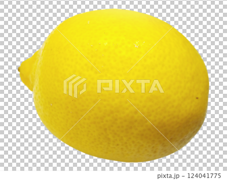 Vibrant yellow lemon isolated on white.  Perfect for food blogs, recipes, health  wellness, or refreshing summer themes.  Represents freshness, zest, and vitamin C.  Clean, minimalist style. 124041775