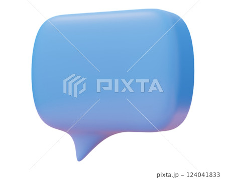 A vibrant, 3Drendered speech bubble, perfect for illustrating communication, messaging, or social media concepts.  Its smooth, pastel blue design conveys a friendly and approachable tone. 124041833
