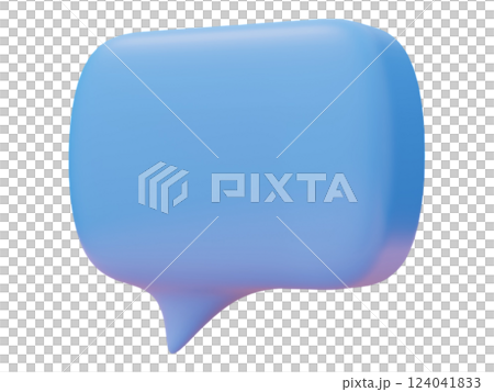 A vibrant, 3Drendered speech bubble, perfect for illustrating communication, messaging, or social media concepts.  Its smooth, pastel blue design conveys a friendly and approachable tone. 124041833