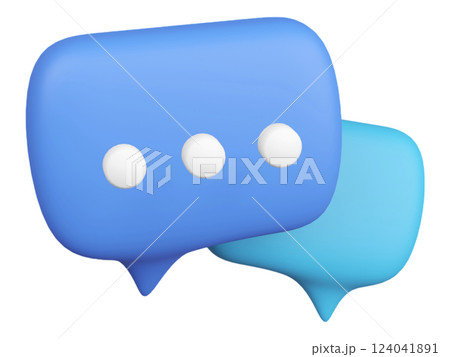 3D rendered speech bubbles in vibrant blue and light blue, symbolize communication, conversation, and connection. 124041891