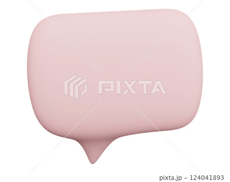 A soft pink speech bubble, rendered in a smooth, 3D style.  Perfect for conveying communication, ideas, or dialogue in a gentle, feminine context. 124041893