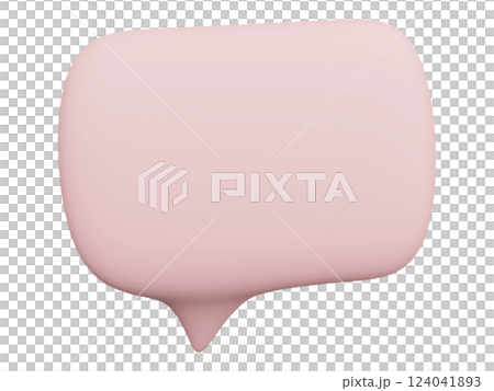 A soft pink speech bubble, rendered in a smooth, 3D style.  Perfect for conveying communication, ideas, or dialogue in a gentle, feminine context. 124041893