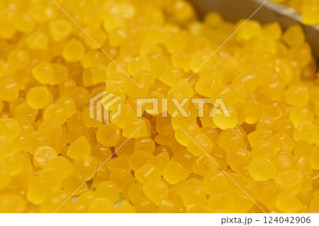 Jelly Fruit Candy Production. Colorful Sweet Confectionery Close up 124042906