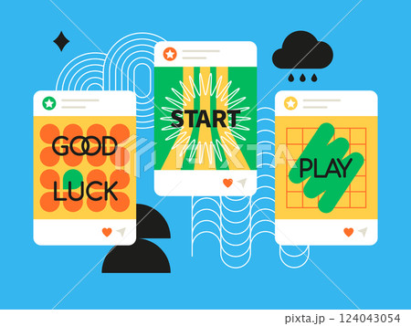 Posts with a positive message - social media screens templates set 124043054