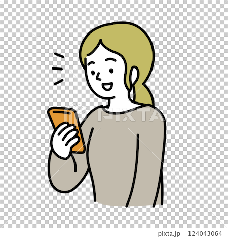 Vector illustration of a woman looking at her smartphone and finding something 124043064