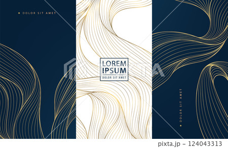 Vector set of gold line texture wave labels,...のイラスト素材 [124043313] - PIXTA