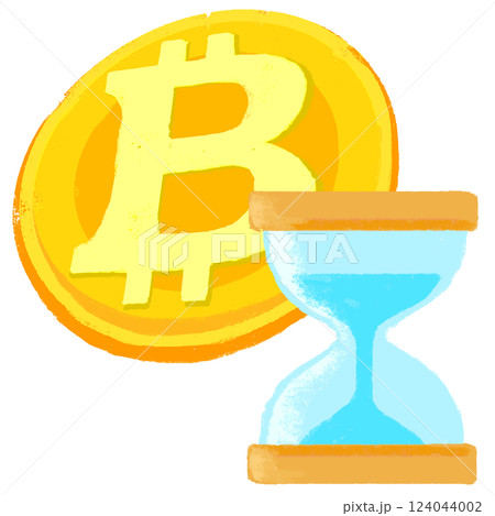 砂時計とコイン　クレヨンタッチ　シンプルイラスト 124044002