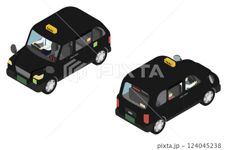 アイソメトリックイラスト:タクシーと運転手 アイソメトリックイラスト:タクシーと運転手 124045238