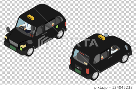 Isometric illustration: taxi and driver 124045238
