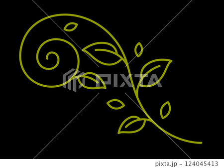 Floral curling element. Decorative nature swirling vignette with leaves. 124045413
