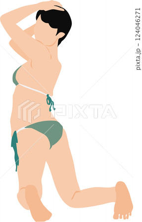 ポーズをとる水着を着た女性のイラスト 124046271