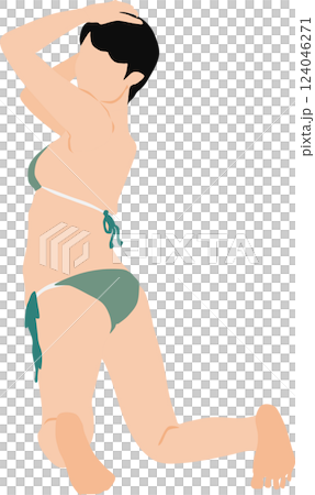 ポーズをとる水着を着た女性のイラスト 124046271