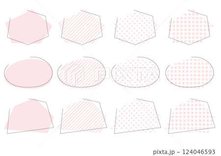 シンプルなピンク色のフレームイラストセット 124046593