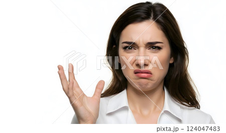 Disgusted Woman Making a Repulsed Facial Expression 124047483