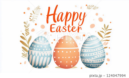 Celebrate Easter with beautifully decorated eggs showcasing vibrant colors and festive designs 124047994