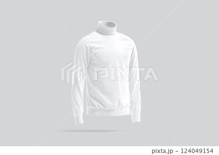Blank white turtleneck sweater mockup, grey background Blank white turtleneck sweater mockup, grey background 124049154