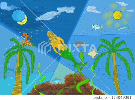 空と海のイラスト 空と海のイラスト 124049391