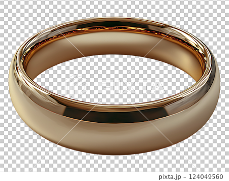 A polished gold band, gleaming with a warm, luxurious sheen.  Perfect for representing commitment, eternity, or highend luxury. 124049560
