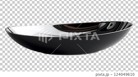 Sleek, modern oval bowl with a polished, reflective interior and a matte black exterior.  Perfect for showcasing fruit, candy, or as a stylish element. 124049610