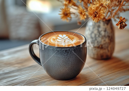 カフェのテーブルの上にあるコーヒー カフェのテーブルの上にあるコーヒー 124049727