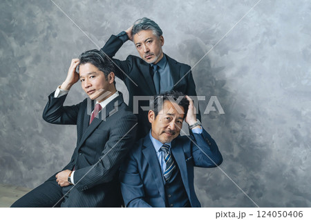 髪の毛がふさふさのミドルエイジ男性ビジネスパーソンのグループ 髪の毛がふさふさのミドルエイジ男性ビジネスパーソンのグループ 124050406