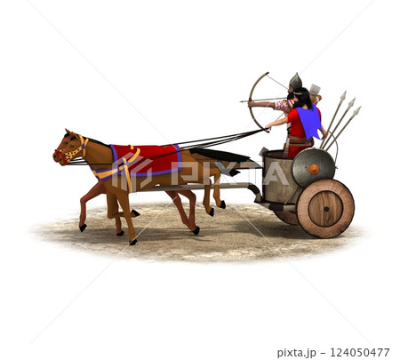 persian chariot, 3d render, illustration 124050477