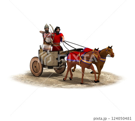 persian chariot, 3d render, illustration 124050481