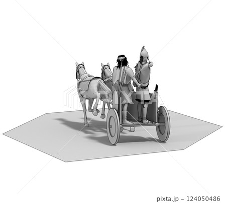 persian chariot, 3d render, illustration persian chariot, 3d render, illustration 124050486