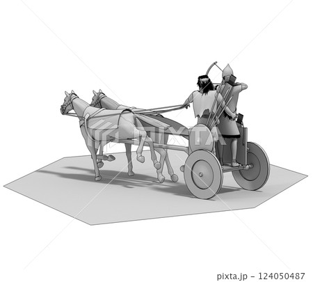 persian chariot, 3d render, illustration 124050487
