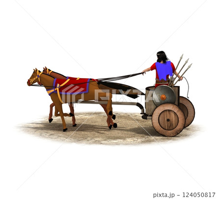 persian chariot, 3d render, illustration 124050817
