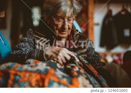 A caregiver assisting with dressing an elderly person, ensuring comfort and dignity, highlighting the role of patience and care in caregiving 124051005