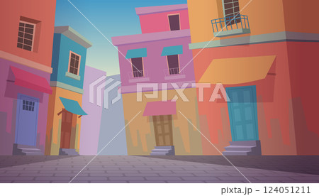 Colored houses. urban landscape with cozy village houses 124051211