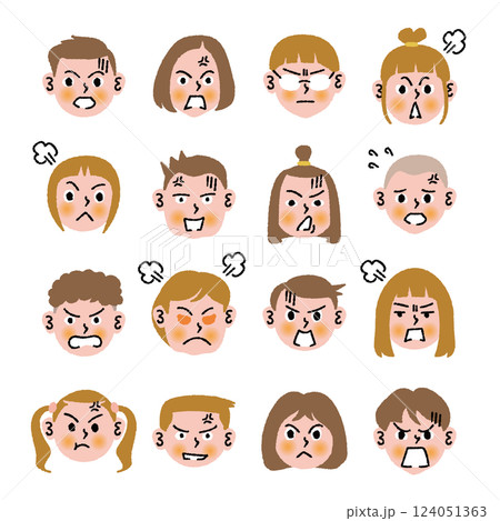 16人の子どもの怒った顔です 124051363
