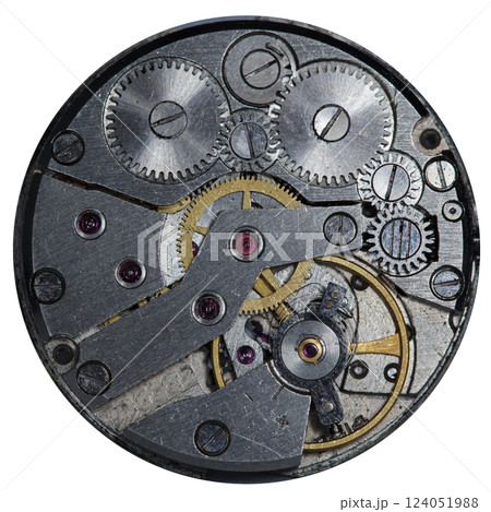 old clockwork, metal gears close up 124051988