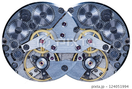 old clockwork, metal gears close up 124051994