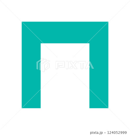 Brutalist abstract icon. Bold geometric shape as a modern symbol. Simple flat element, y2k aesthetic, perfect for graphic projects and contemporary design applications. 124052999