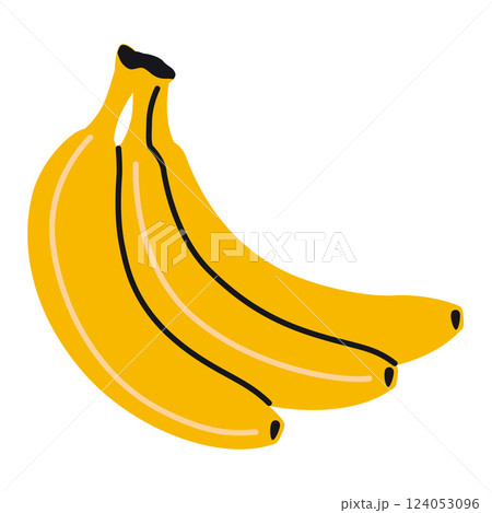 Banana bunch. Modern vector illustration isolated on white background, hand drawn, flat design 124053096