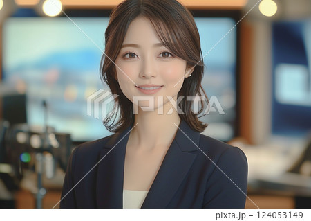 テレビ局の報道スタジオで働く女性.j 124053149