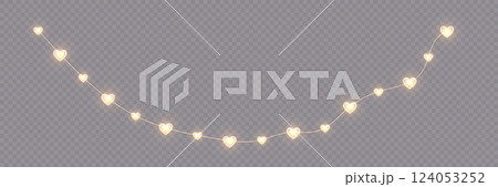 Bright garlands with a golden glow. 124053252