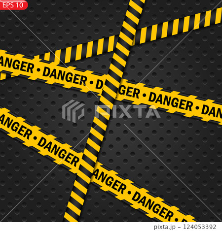 Black and color caution lines isolated. Realistic warning tapes. Danger signs. Vector background. Black and color caution lines isolated. Realistic warning tapes. Danger signs. Vector background. 124053392