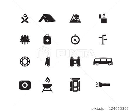 camping icon badge collection illustration design 124053395