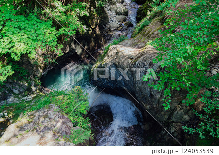 ＜長野＞阿寺渓谷　樽ヶ沢の滝 124053539