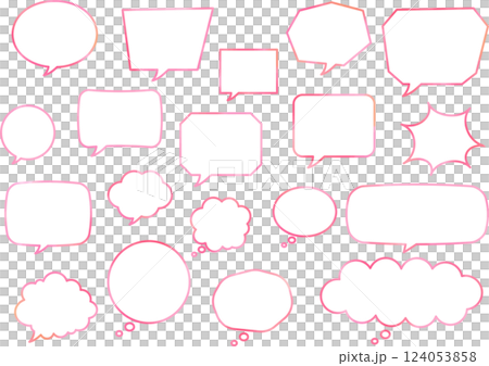 Pale pink watercolor speech bubble material 124053858