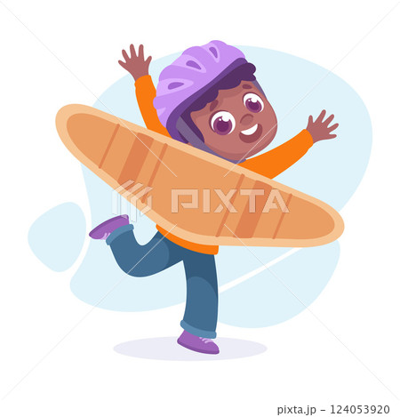 Wings with Boy Character Pretend Flying Vector Illustration Wings with Boy Character Pretend Flying Vector Illustration 124053920