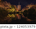 紅葉に包まれた秋の東寺(夜) 124053979